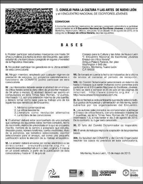 Convocatoria Ensayo Crítico Universitario
