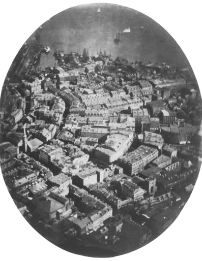 La primera fotografía aérea que se conserva, de James Wallace Black, Boston, 1860.