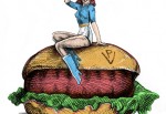 La pin up del choripán. Ilustración de Cebolla.