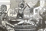 Portugueses y franceses aplicaban a los corsarios españoles el suplicio de la rueda. Grabado de Mary Byfield, del siglo XIX.