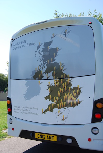olympic torch bus