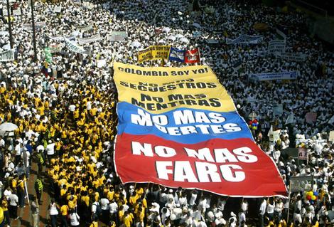 Manifestación contra las FARC en Cali, Colombia.