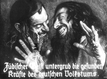 "El espíritu judío socava la salud del pueblo germano", cartel de la segunda mitad del siglo XIX.