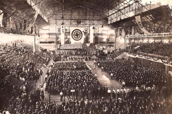 Mitin de apoyo a la Alemania nazi en Buenos Aires, 10 de abril de 1938. Foto © Luna Park.