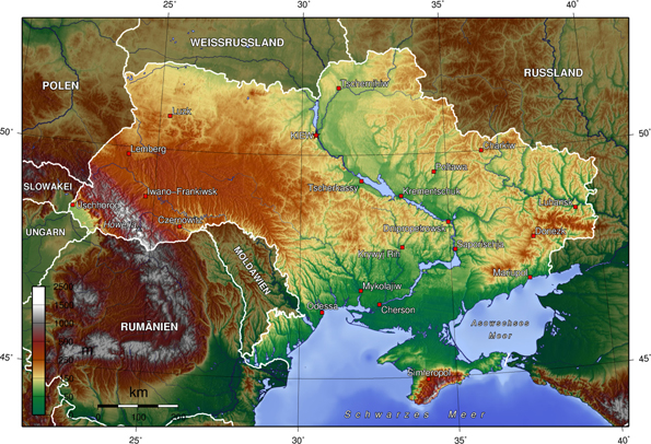 Ucrania y la península de Crimea vistas desde el cielo.