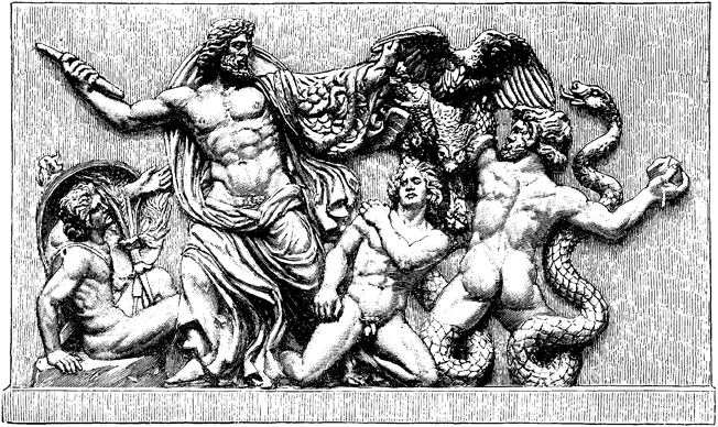 Zeus omnipotente (Bildhuggarkonst, Zeus och giganterna, från Pergamon, Nordisk familjebok).